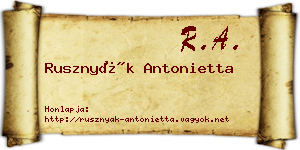 Rusznyák Antonietta névjegykártya
